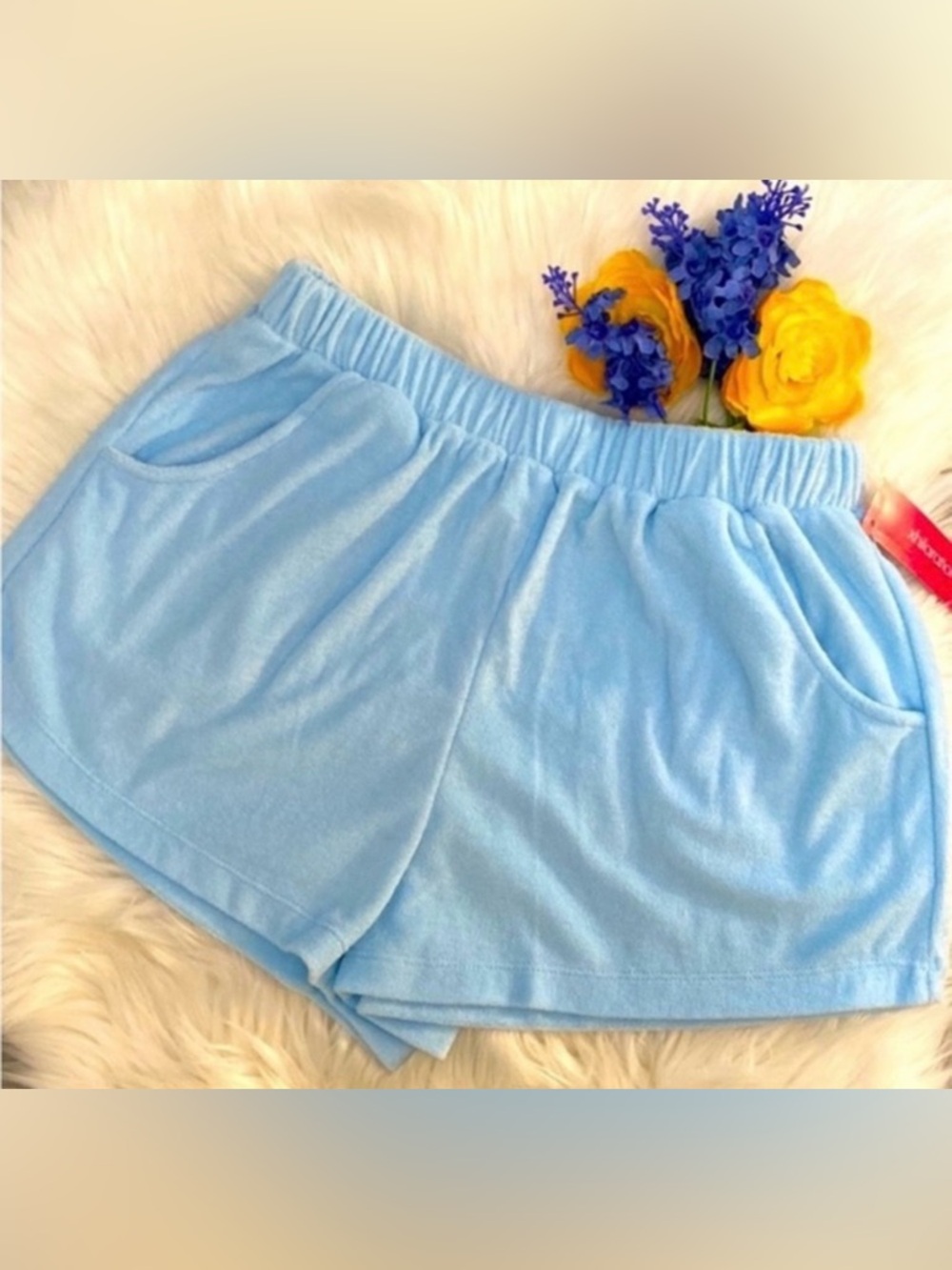 Light Blue Terry Cloth Shorts Women’s Sz MED NEW!